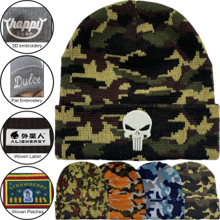 Unisex Camouflage Knitted Cuffed Beanies