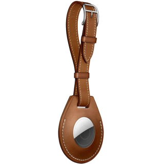 Leather AirTag Holders with Buckle Closure and Keyring