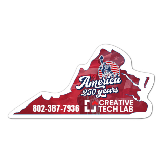 4.44x2.25 Inch Virginia Shape Magnets - 20 Mil