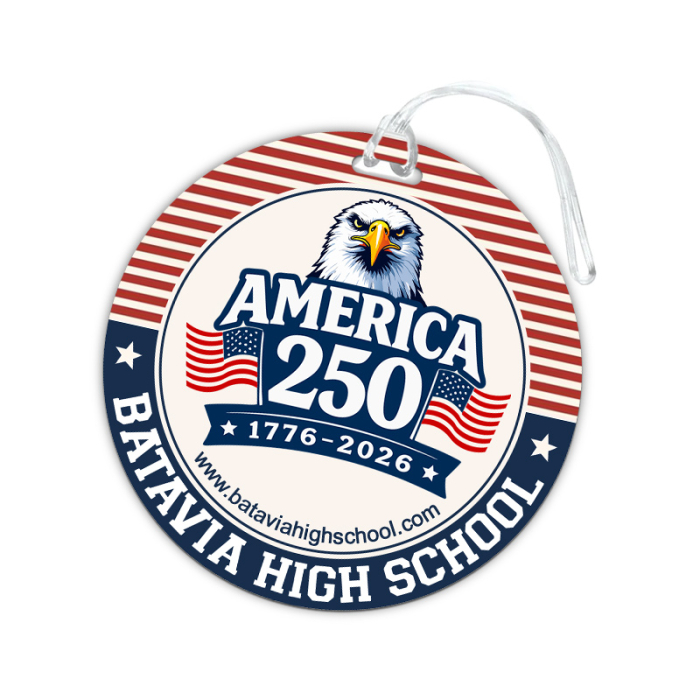 4 Inch Round Imprinted Signature One Sided Full Color Luggage Tags - 50 Mi