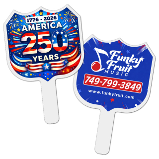 Budget Interstate Sign Shaped Hand Fans - Double Side