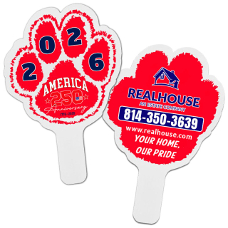 Budget Paw Shaped Hand Fans - Double Side