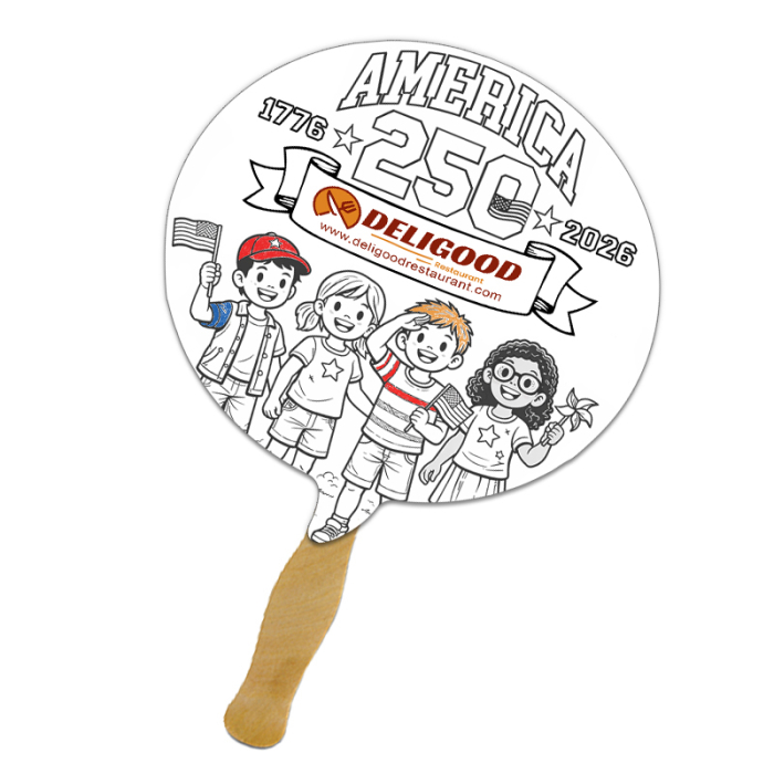 Promotional Bubble Shape One Sided Full Color Coloring Hand Fans - 16 pt
