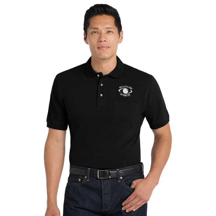 Custom Printed Port Authority® Heavyweight Cotton Pique Polos with Pockets