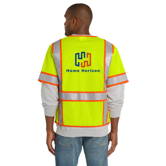 Imprinted CornerStone® ANSI 107 Class 3 Surveyor Mesh Zippered Two-Tone Short Sleeve Vests