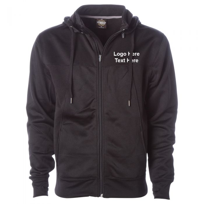 Custom Imprinted Men's Poly-Tech Zip Hooded Sweatshirt