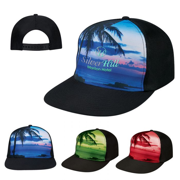 Personalized Tropical Flat Bill Caps