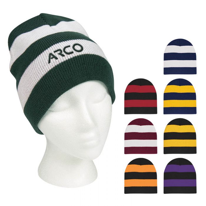 Customized Rugby Stripe Knit Beanies