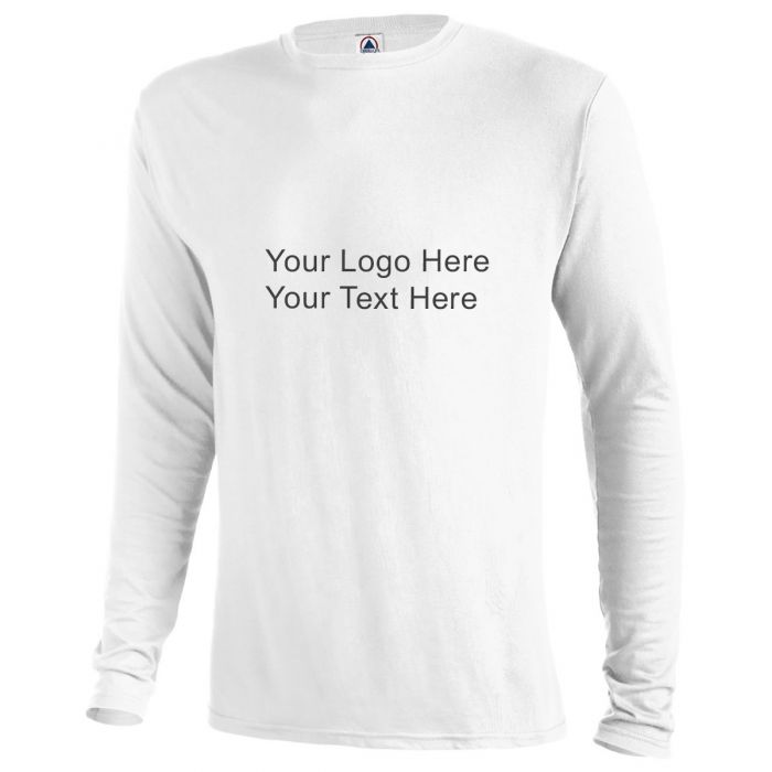 Custom Printed Delta-Dri 30/1's Performance Adult Long Sleeve White Tees