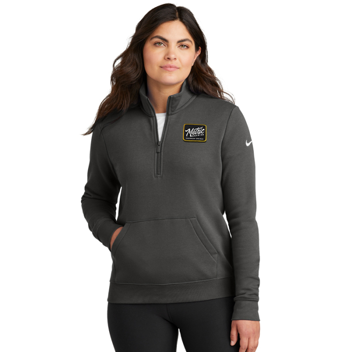 Custom Printed Nike Women's Club Fleece Sleeve Swoosh Half Zips