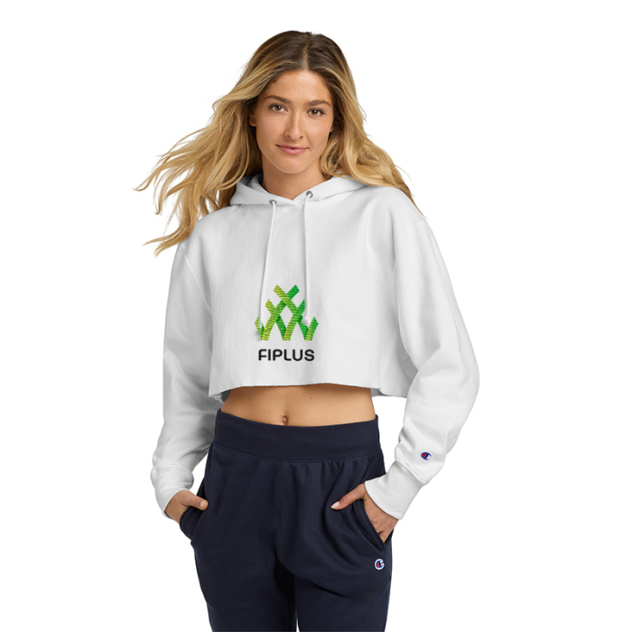Imprinted Champion® Women's Reverse Weave® Cropped Cut-Off Hooded Sweatshirts