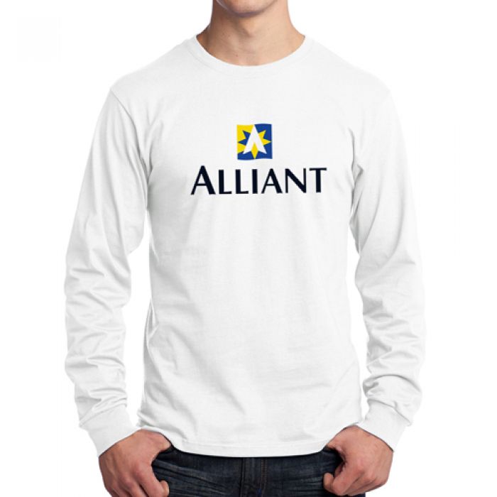 Promotional Port and Company Long Sleeve Cotton White T-Shirts