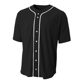 A4 Short Sleeve Full-Button Baseball Tops