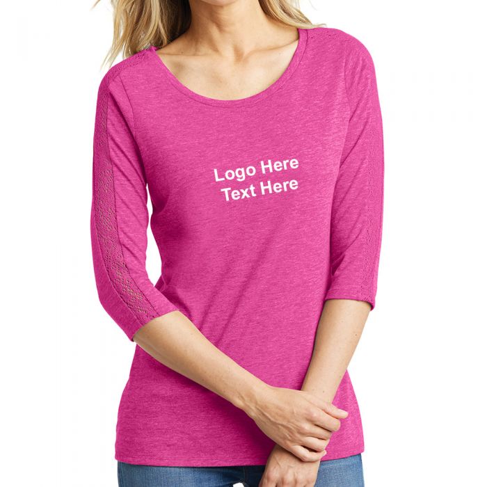 Custom District Made Ladies Tri-Blend Lace 3/4-Sleeve T-Shirts