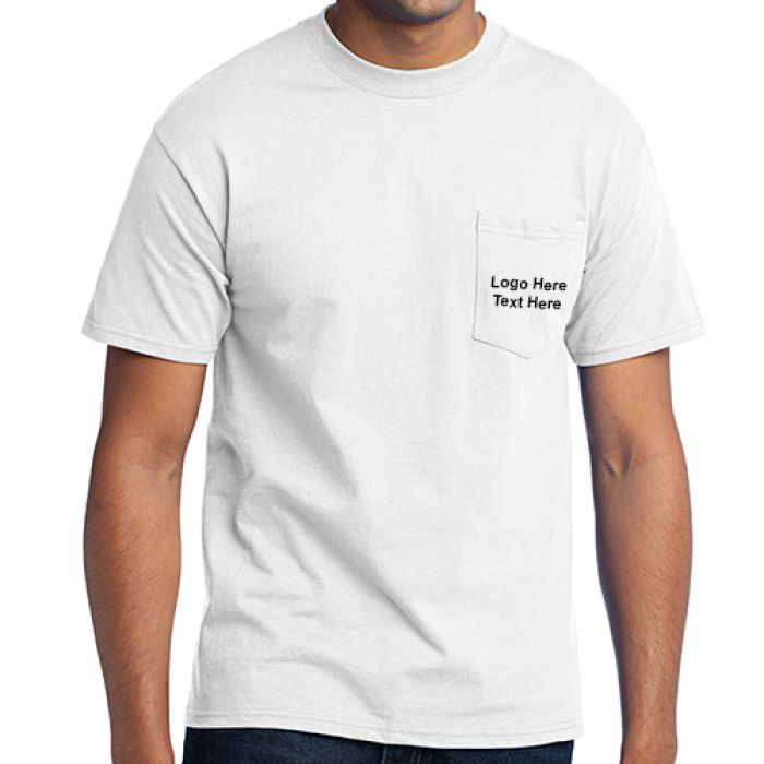 Custom Port and Company Men's Core Blend Pocket White T-Shirts