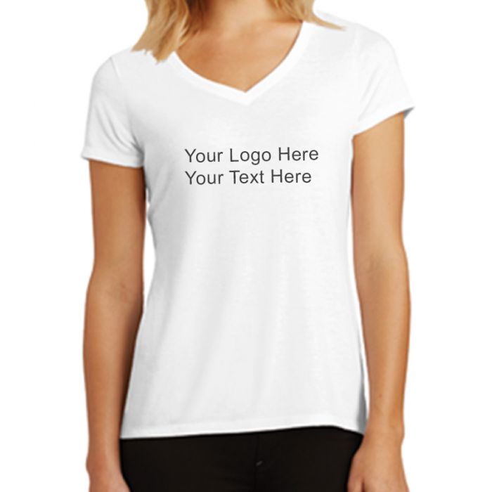 Promotional District Made Ladies Perfect Tri V-Neck White Tees