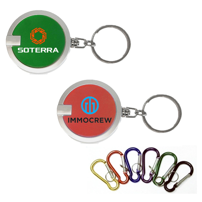 Customized Coaster Shape Round Flashlight Key Chains