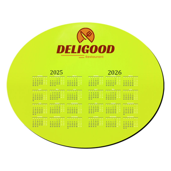 10x8 Inch Customized Oval Shape Hard Surface Calendar Mouse Pads - 1/8 Inch Thickness