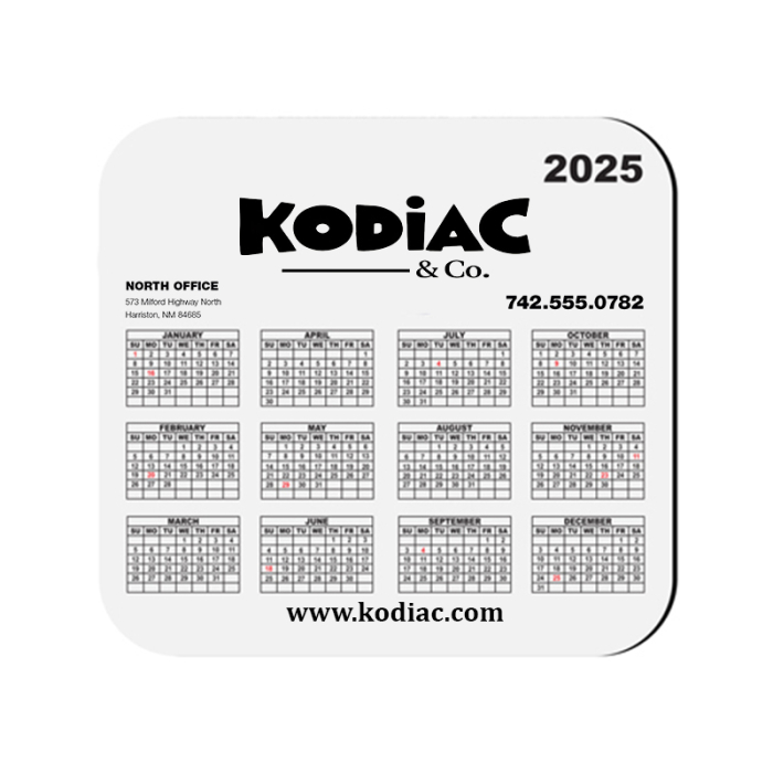 7.5x8 Inch Personalized Hard Surface Calendar Mouse Pads