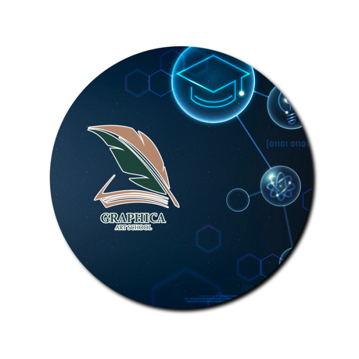 8 Inch Round Personalized Hard Surface Mouse Pads - 1/8 Inch Thickness