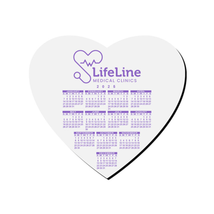 8x8 Inch Customized Heart Shape Hard Surface Calendar Mouse Pads - 1/8 Inch Thickness