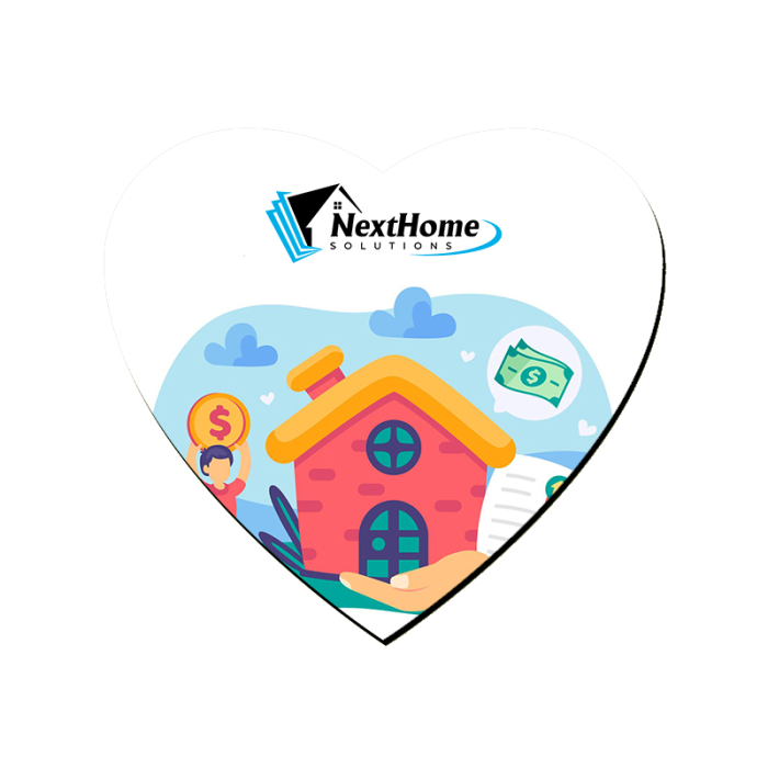 8x8 Inch Personalized Heart Shape Hard Surface Calendar Mouse Pads - 1/16 Inch Thickness