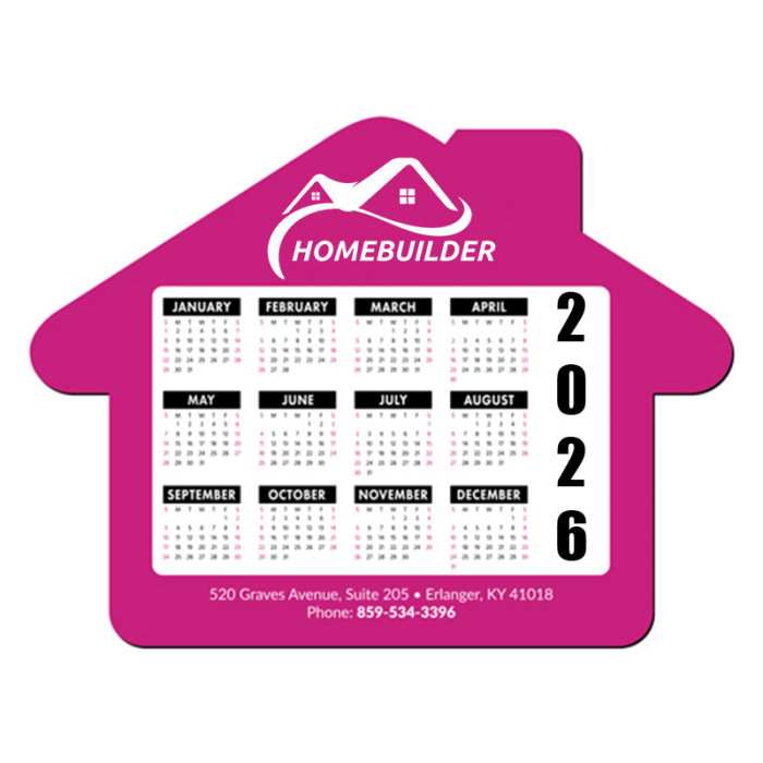 8x8 Inch Personalized House Shape Hard Surface Calendar Mouse Pads - 1/16 Inch Thickness