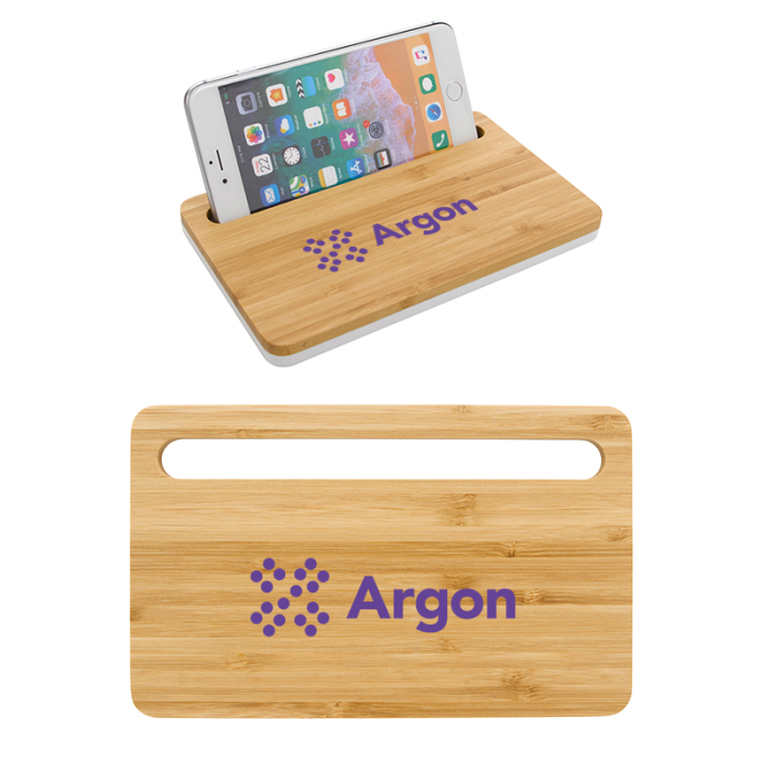 Custom Bamboo Wireless Charging Pads with Phone Stand