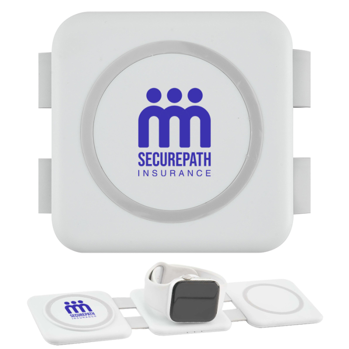 Custom Imprinted 3-in-1 Power Fold 15W MagClick™ Wireless Chargers