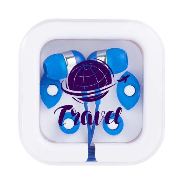 Custom Imprinted Color Pop Earbuds with Microphones