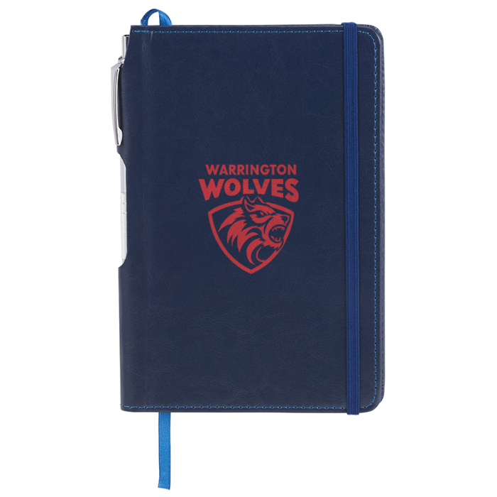 Custom Printed 6 x 8.5 Inch FSC® Mix Viola Bound Notebook with Pens