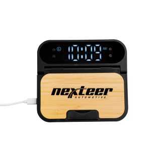 15W Bamboo Folding Chargers with Digital Clock