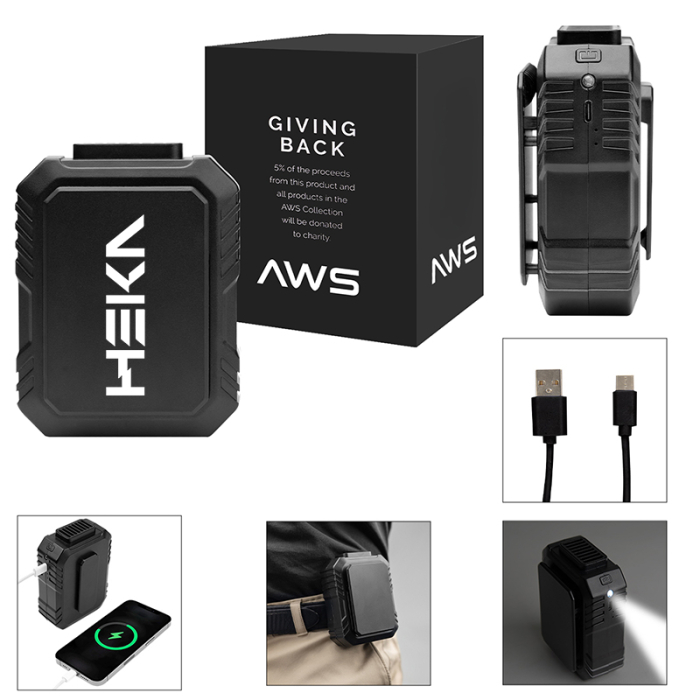 Customized AWS UL Listed 5,000 mAh Power Banks and Fan with Clip