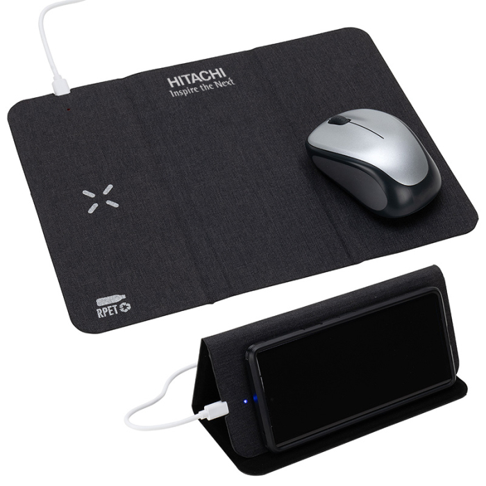 Customized Acadia RPET Mouse Pads with 15W Wireless Chargers 