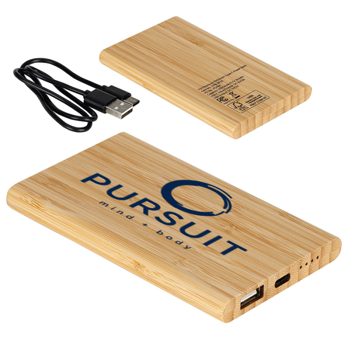 Customized FSC® Bamboo 5000 mAh TypeC Power Banks 