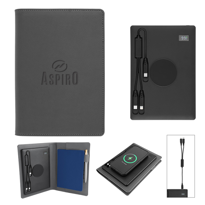 Customized Recycled Power Folios with Wireless Chargers and Power Banks