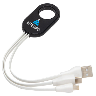 Customized Triad 3 in 1 Charging Cables with Carabiner Clips 
