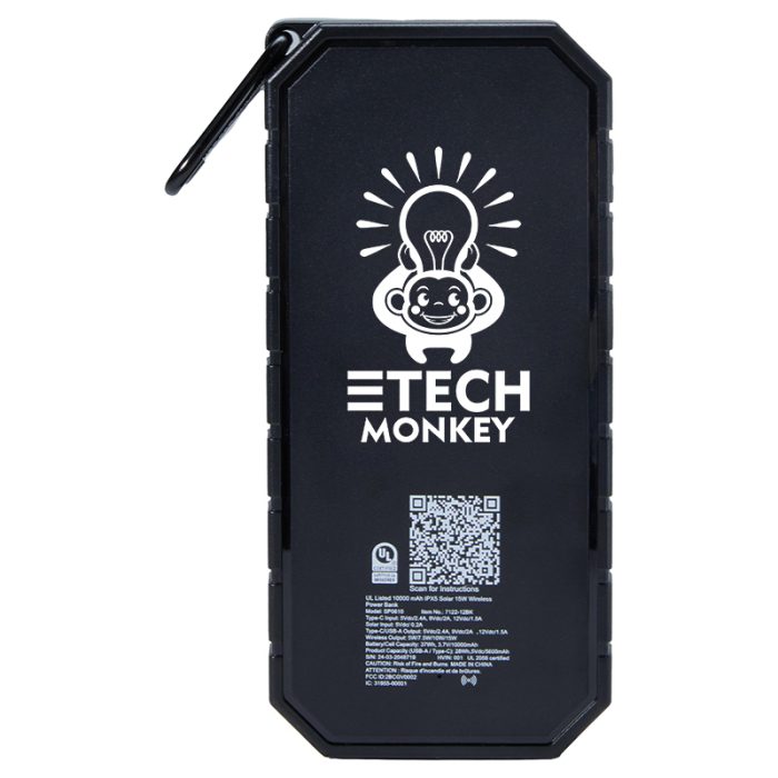 Customized UL Listed 10000 IPX5 Solar 15W Wireless Power Banks