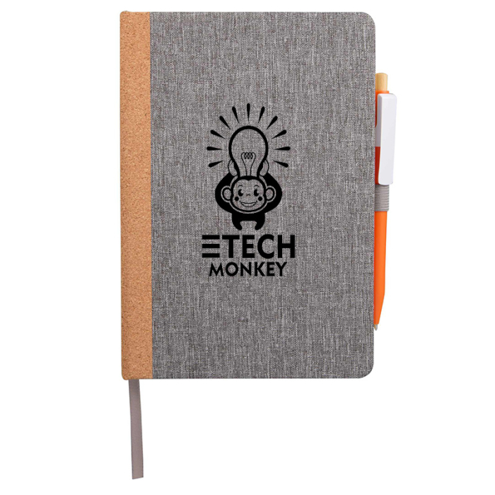 Imprinted 5.5x8.5 Inch Recycled PET and Cork Bound Journals