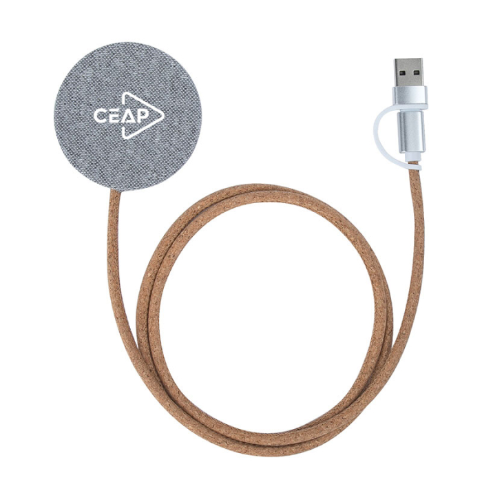Imprinted Ashford 10W RPET and Cork Wireless Charging Pads