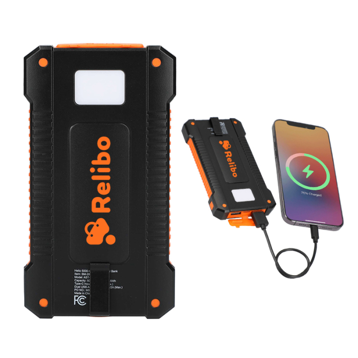 Imprinted Helio 5000 mAh Solar Power Banks