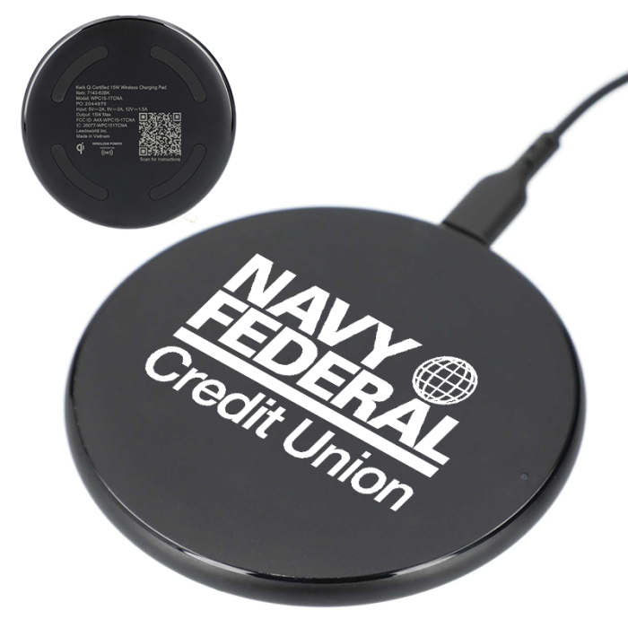 Imprinted Kwik Qi Certified 15W Wireless Charging Pads