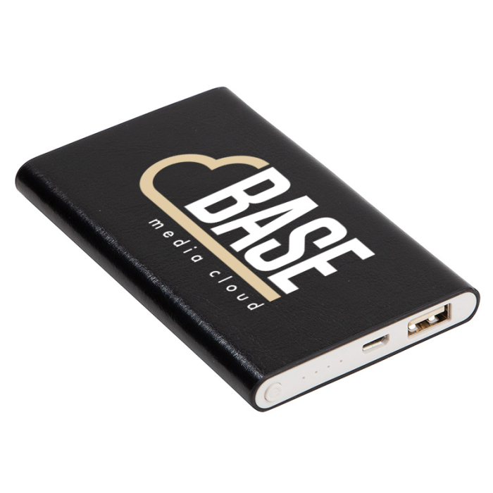 Imprinted Regent 4000 mAh Faux Leather Power Banks 
