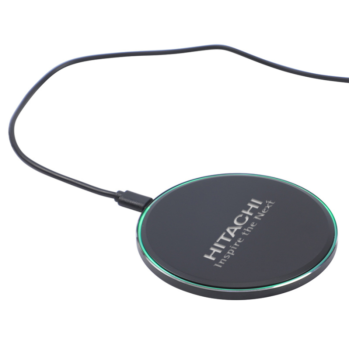 Personalized 15W Light-Up Aluminum Wireless Chargers 