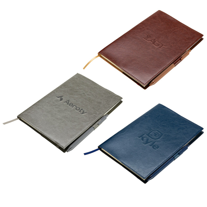 Personalized Conclave Refillable Leatherette Journals with Pens 