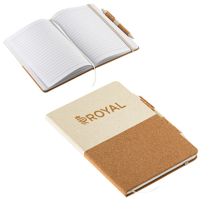 Personalized GrassField Cork Recycled Journals with Pens 