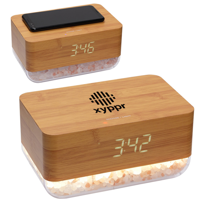 Personalized Sunrise Alarm Clocks with Himalayan Salt Lamps and Wireless Chargers 