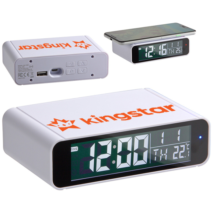 Personalized Twilight Digital Alarm Clocks with 5W Wireless Chargers 