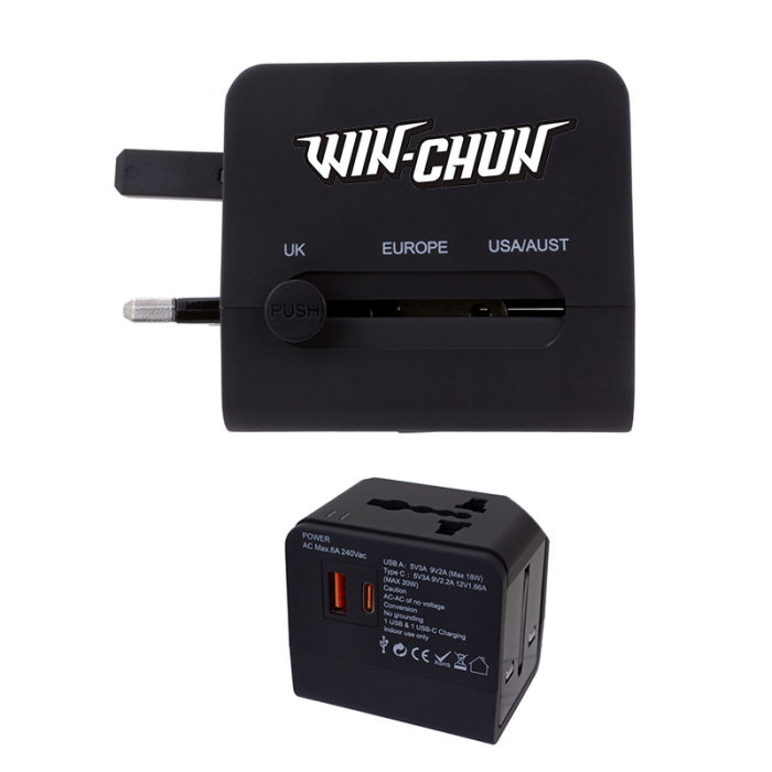 Promotional 20W Universal Travel Adapters with Type-C