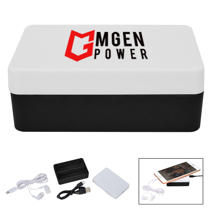 Promotional 3 in 1 Stowaway Wireless Charging Kit with Earbuds